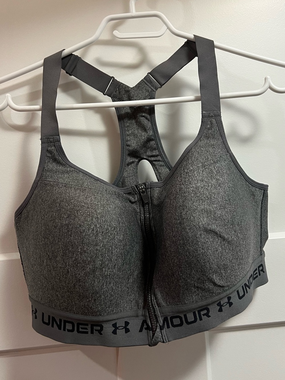 Women’s Armour High Crossback Zip Heather Sports Bra - 38D